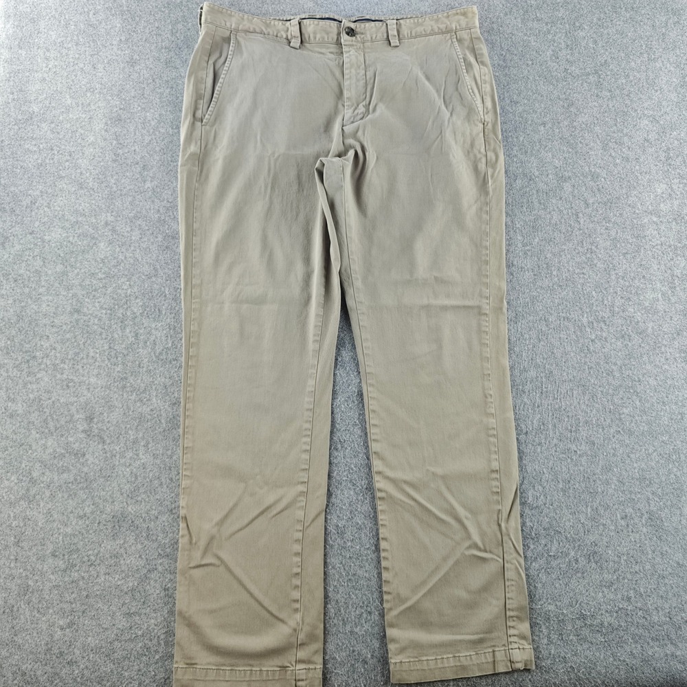 Johnston & Murphy Chino Pants Mens 34x30 Tan Cotton Tencel Stretch Trousers
